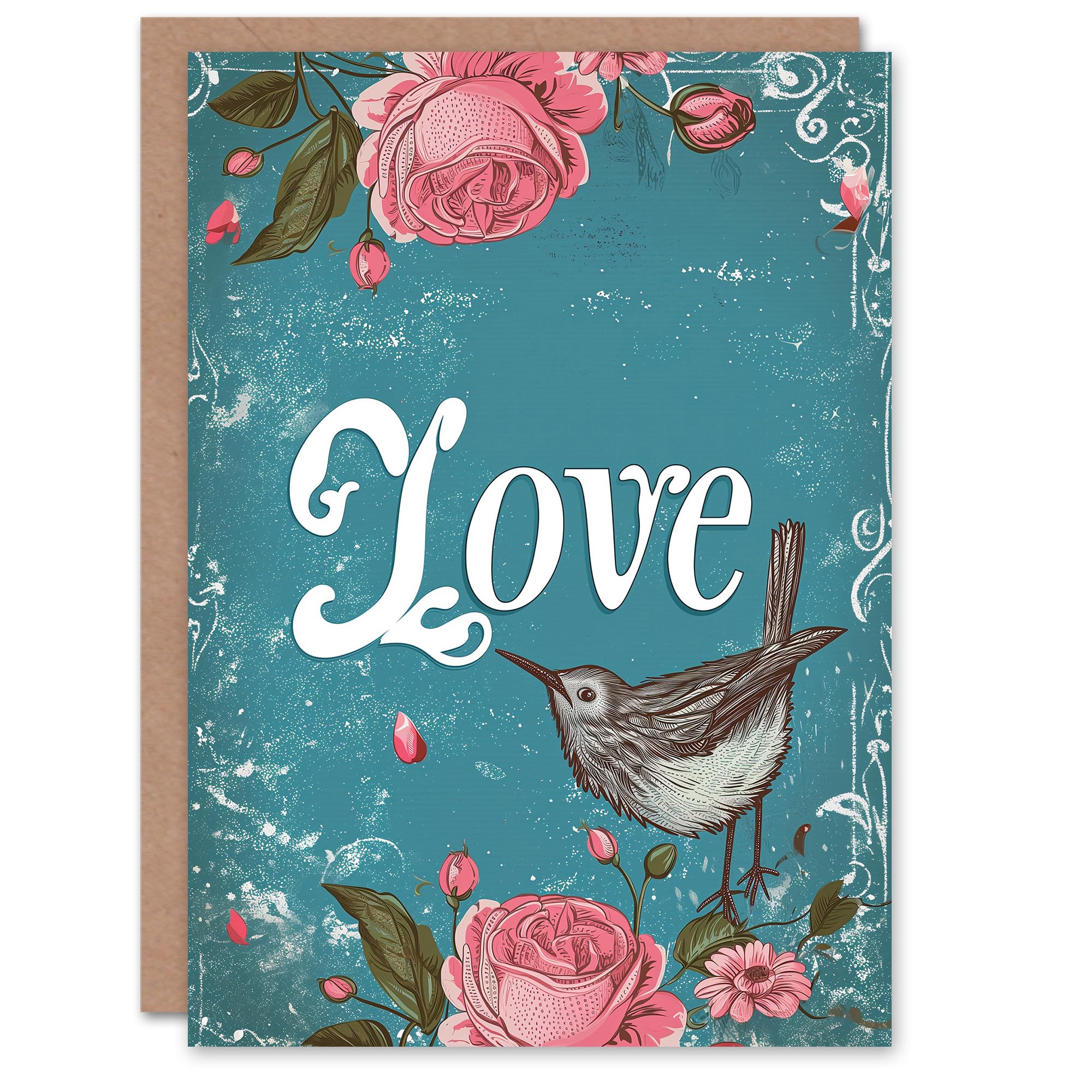 Artery8 Valentines Day Greeting Card Love Bird Roses For Her Wife Partner
