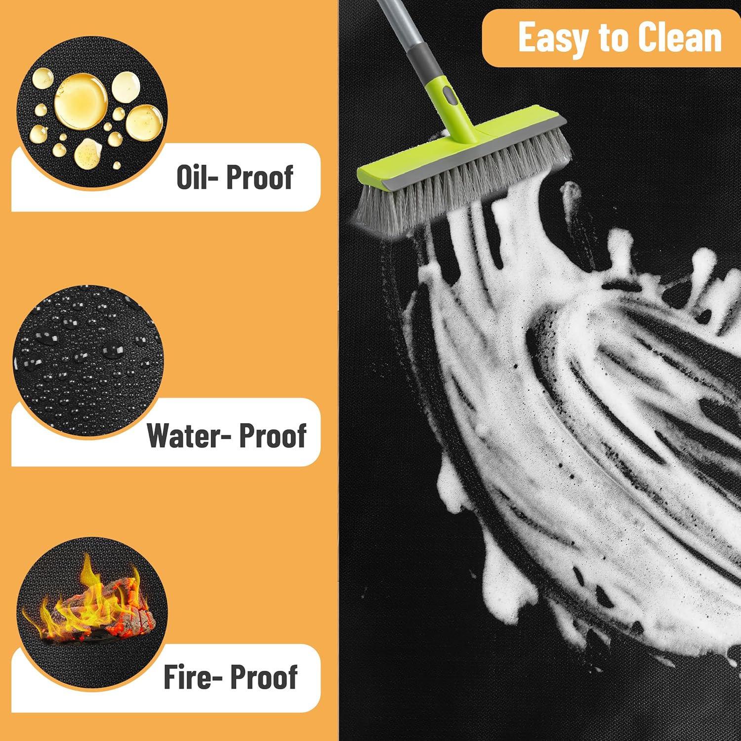 UNCO- Under Grill Mats for Outdoor Grill, 48" x 40", Black Double-Sided, Fireproof, Reusable, Portable, 3 Layers, Waterproof & Easy to Clean, Grill Matt for Outdoor Grill Deck Protector - Image 5