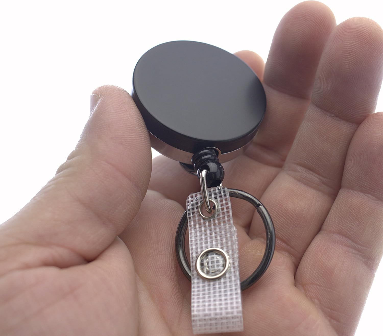 Specialist ID 2 Pack -Heavy Duty All Metal Casing Retractable Badge & Key Reel with Thick Nylon Cord, Belt Clip, Reinforced ID Strap and Keychain by Specialist ID (Black) - Image 3