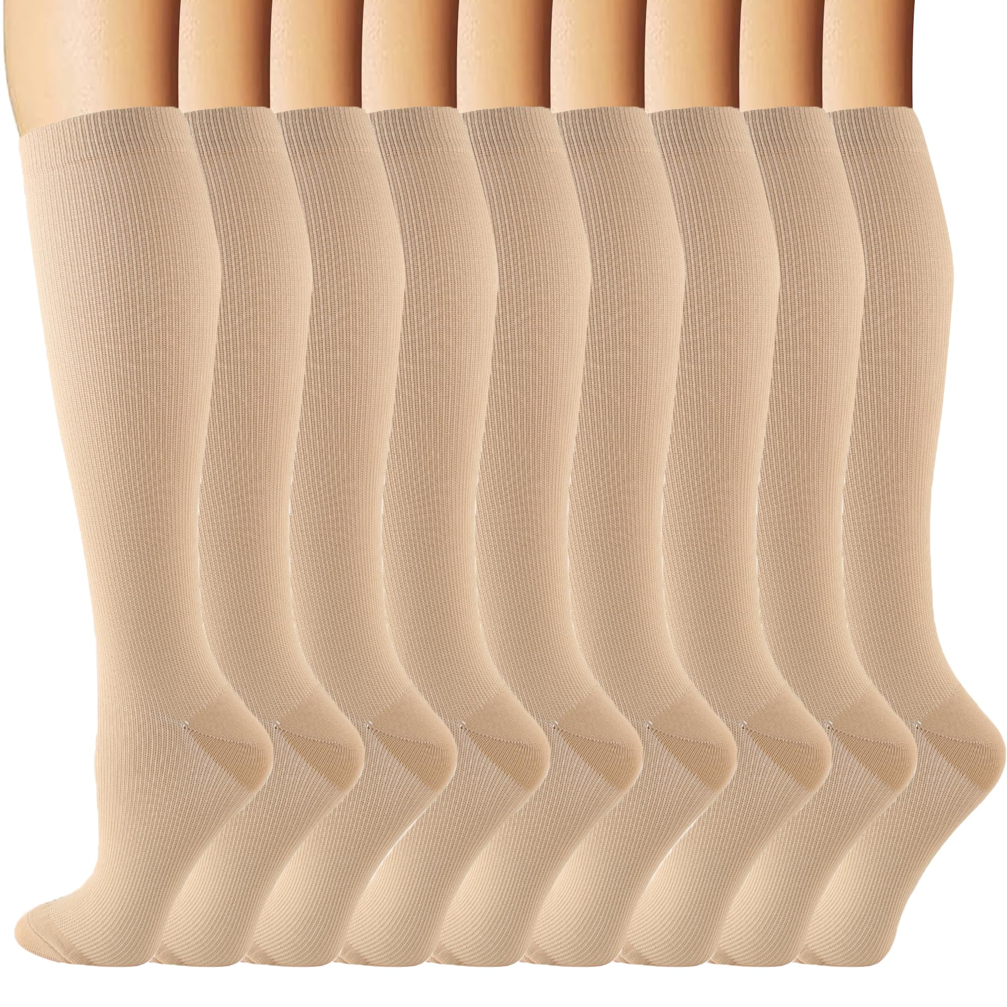 6 Pairs Compression Socks for Women and Men Circulation, 20-30 mmhg Support for Athletic Running, Hiking, Nurse, Recovery