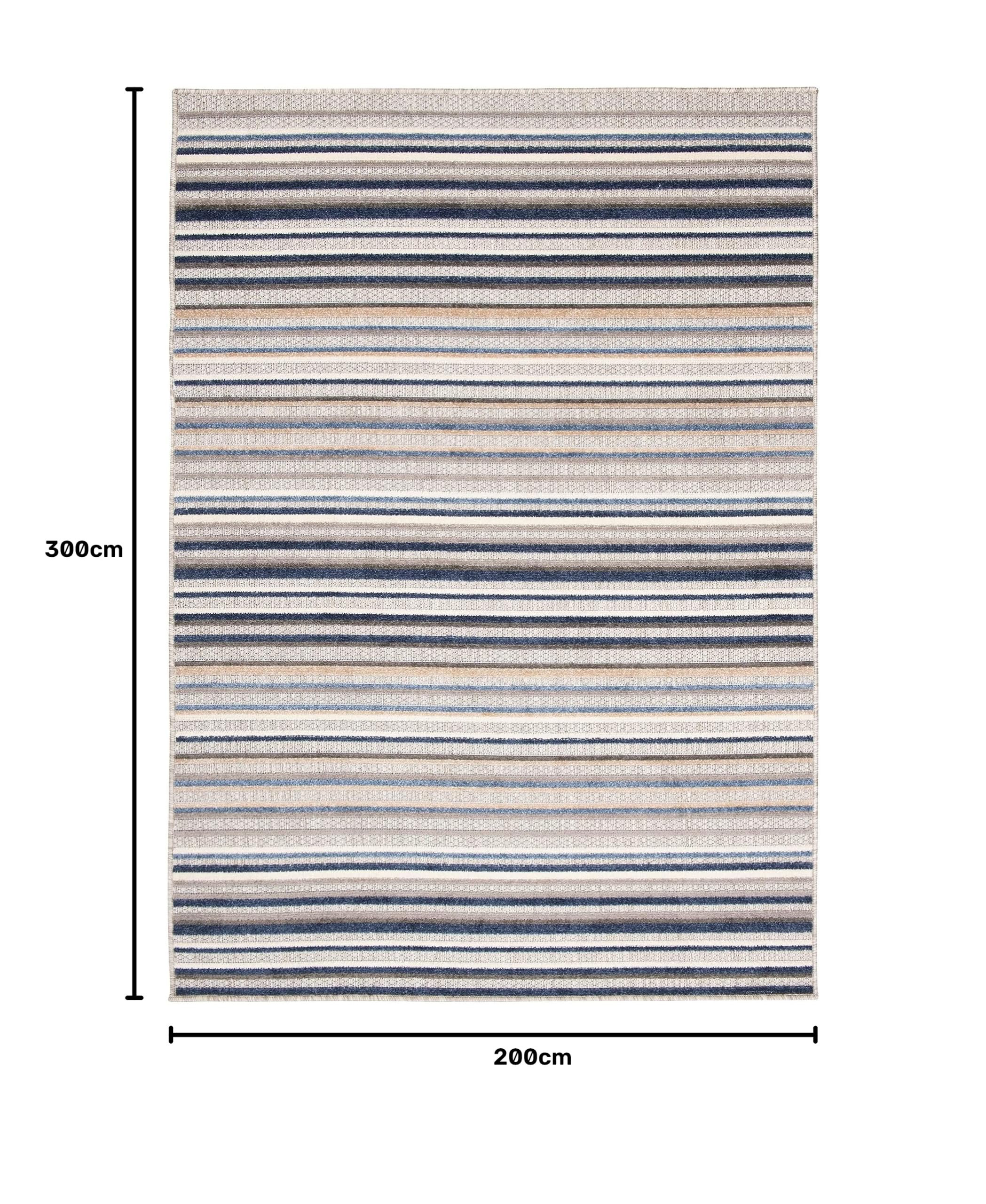 TAPISO Patio dywan tarasowy, mata do kuchni, salonu, na zewnątrz, nowoczesny design, 3D, beżowy, szary, czarny, kremowy, linie, sizal, wytrzymały 200 x 300 cm