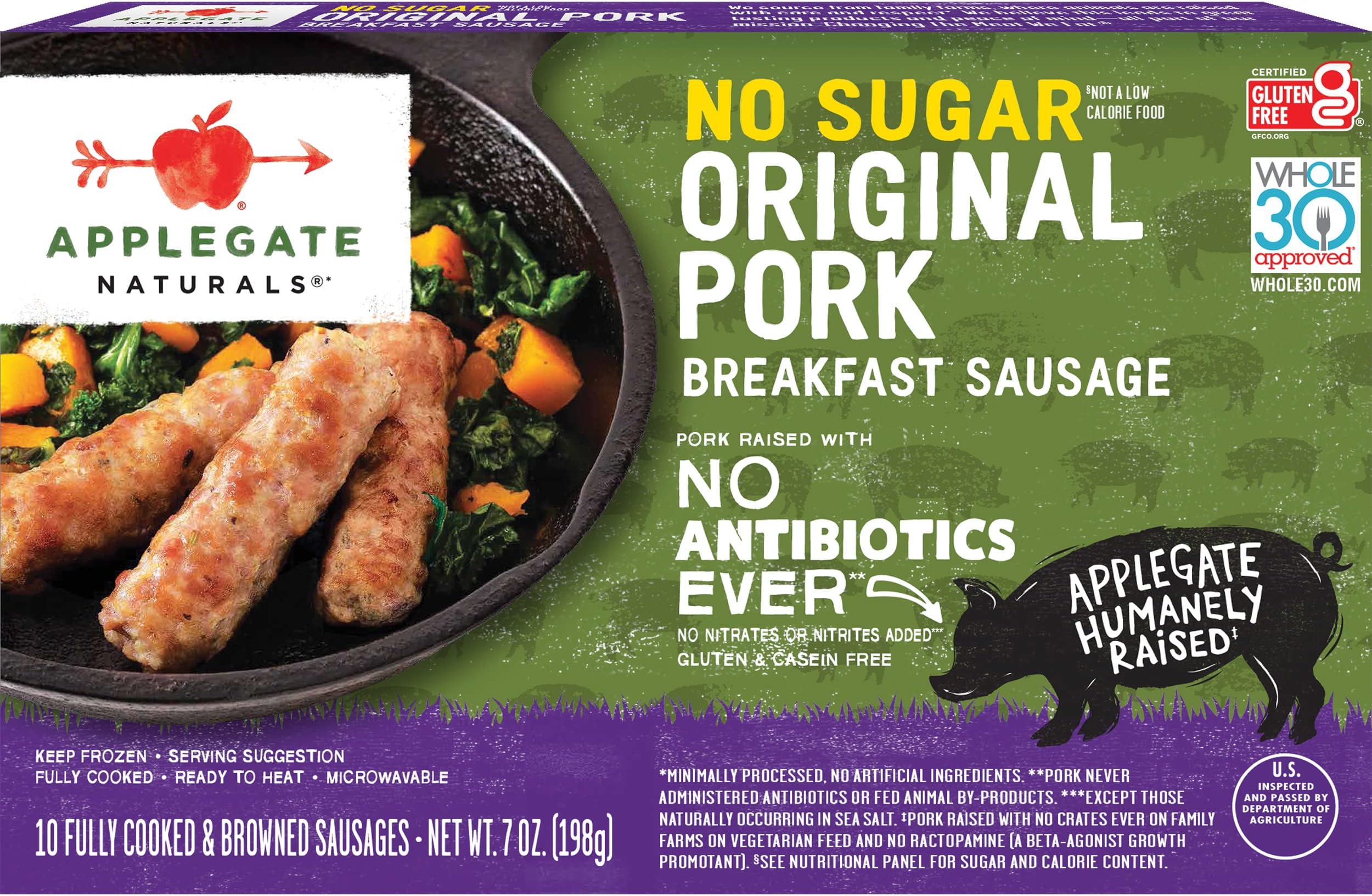 Applegate, Natural No Sugar Pork Breakfast Sausage, 7oz (Frozen)