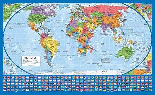 Miniatura 8 de Mapa del Mundo Azul Equal Earth (Azul Claro) Azul/claro,Laminado.,Beige Bronceado,Amarillo,https://www.amazon.com/dp/undefined