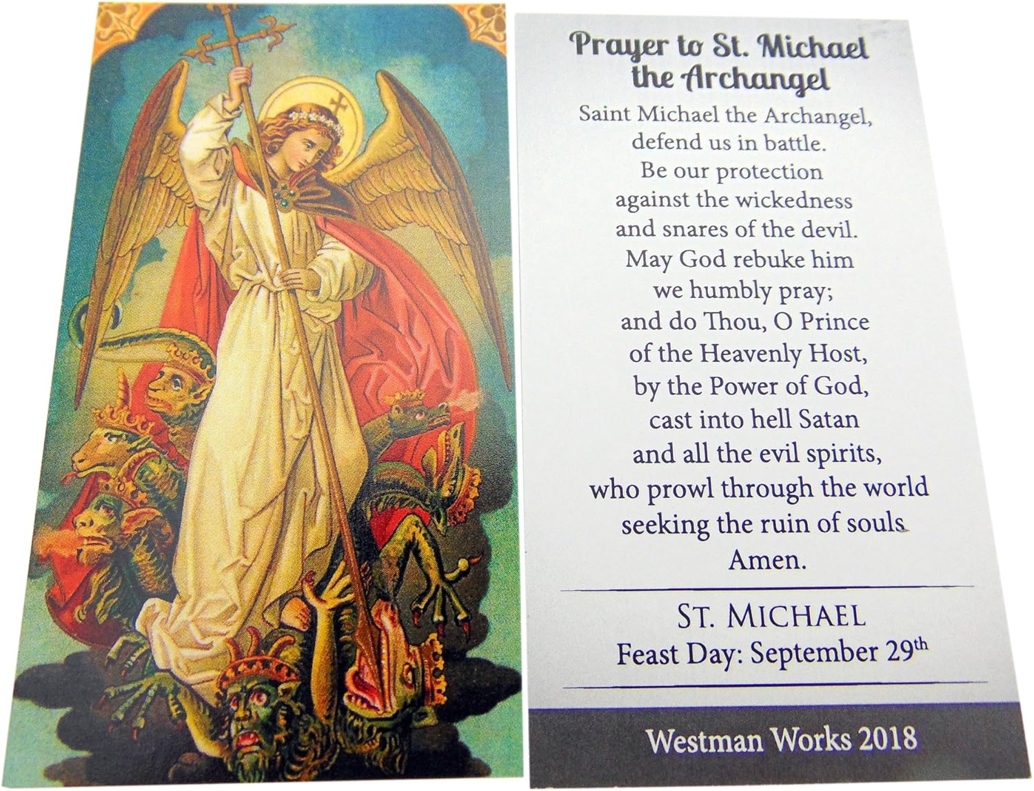 Westmon Works St Michael Pewter Medal One Inch Saint Pendant on a Stainless Steel Chain Boxed Gift Set - Image 4