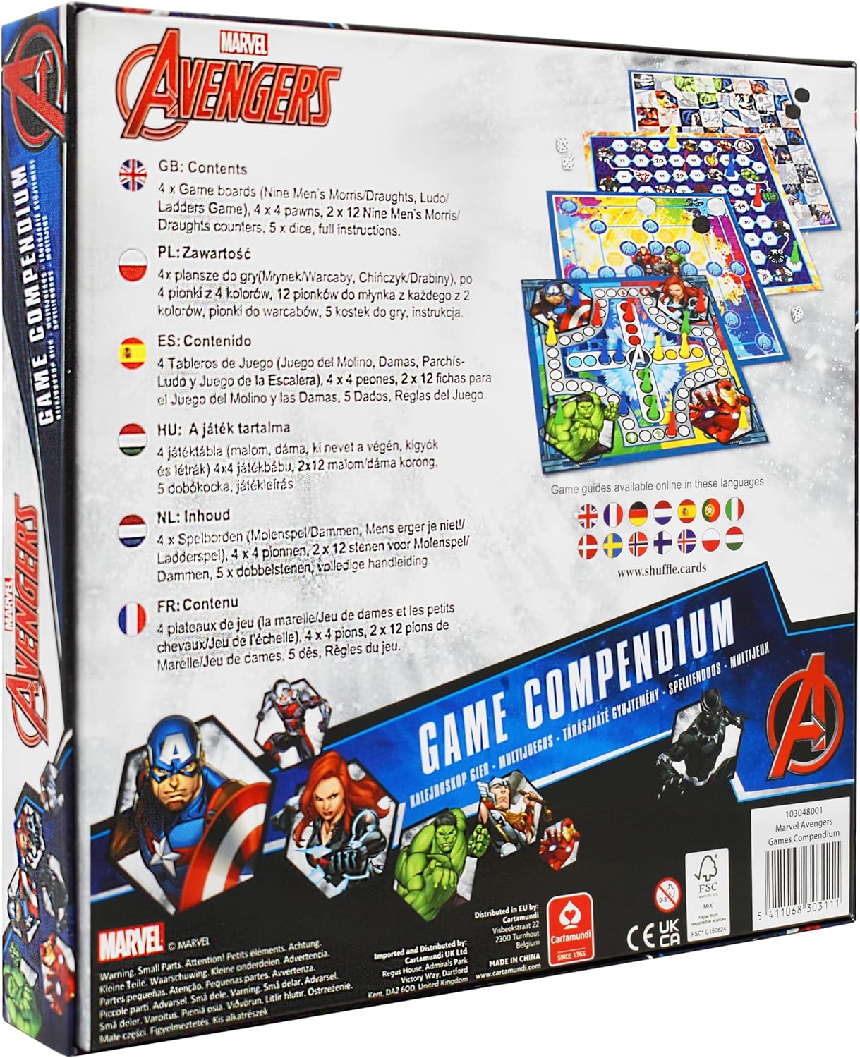 Cartamundi Marvel Games Compendium, Enjoy 35 Games Including Nine Men's Morris, Draughts, Ludo, Ladders Board Game - Image 3