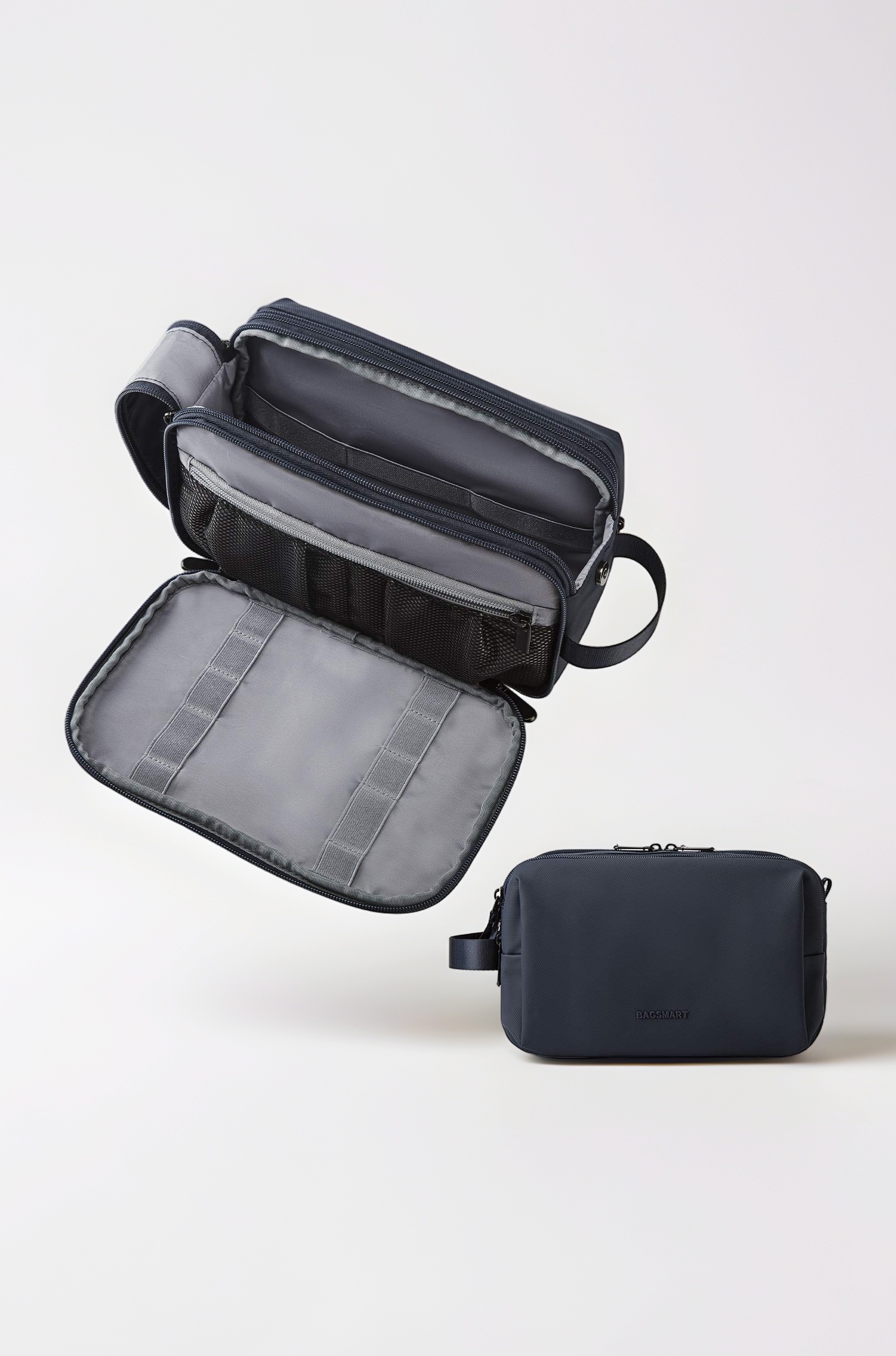 Toiletry Bag for Men, BAGSMART Travel Toiletry Organizer Dopp Kit Water-resistant Shaving Bag for Toiletries Accessories, Blue