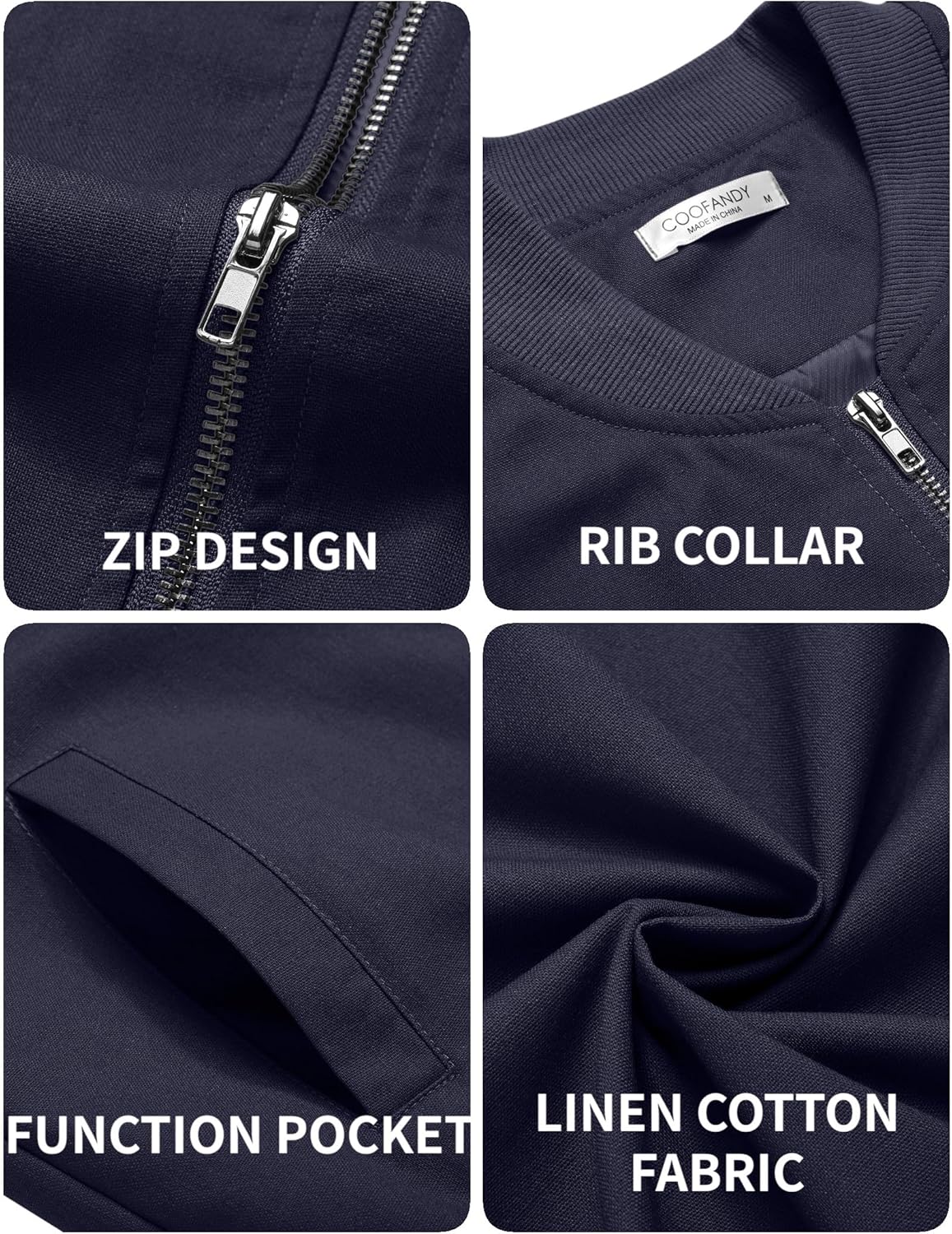 COOFANDY Men's Cotton Bomber Jacket Lightweight Flight Jackets Casual Softshell Varisty Jacket - Image 5