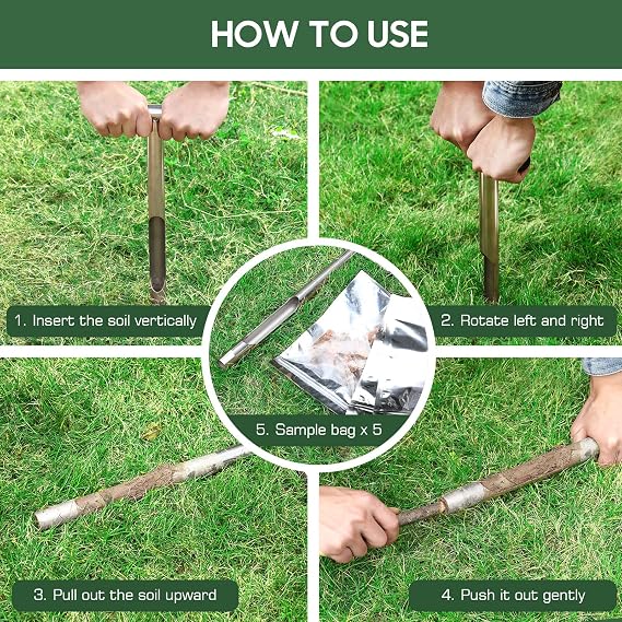 Housolution 13.7 Inch Soil Sampler Probe, T-Shape Handle Soil Test Kits