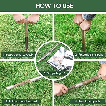 Housolution 13.7 Inch Soil Sampler Probe, T-Shape Handle Soil Test Kits