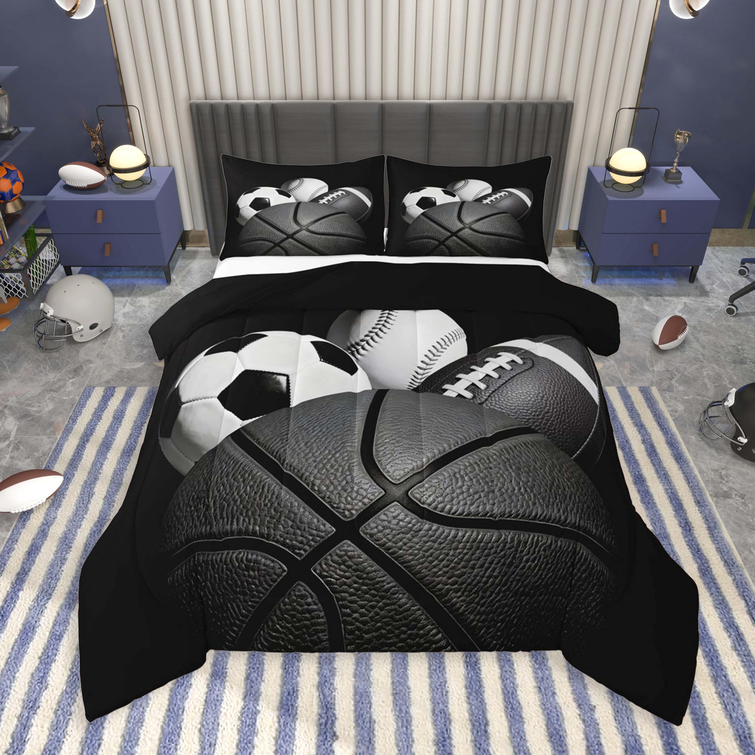 Feelyou Boys Sports Comforter Set Toddler Size 3 Pcs for Kids Boys Girls