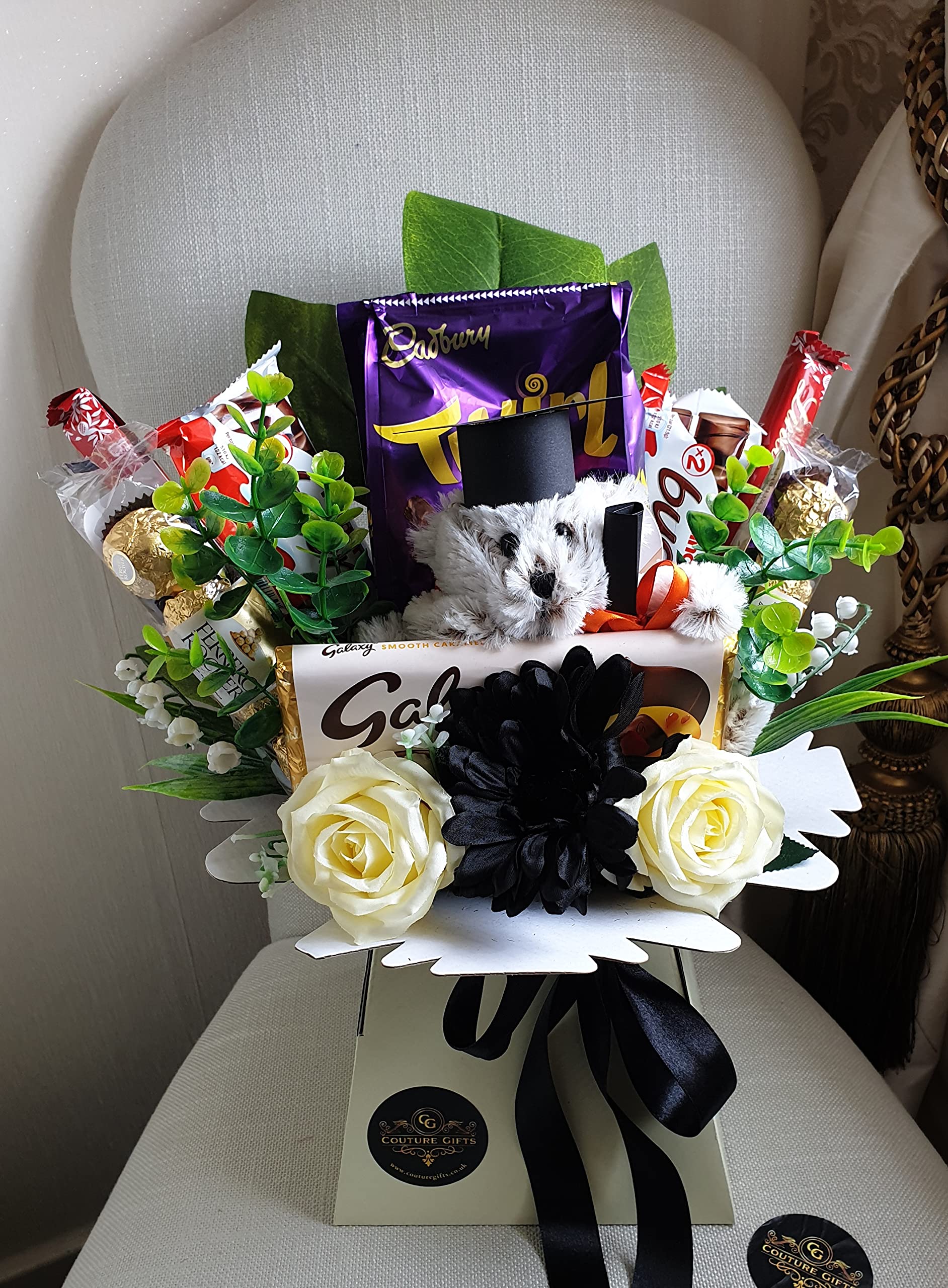 Graduation Couture Chocolate Bouquet Silk Flowers bouquet