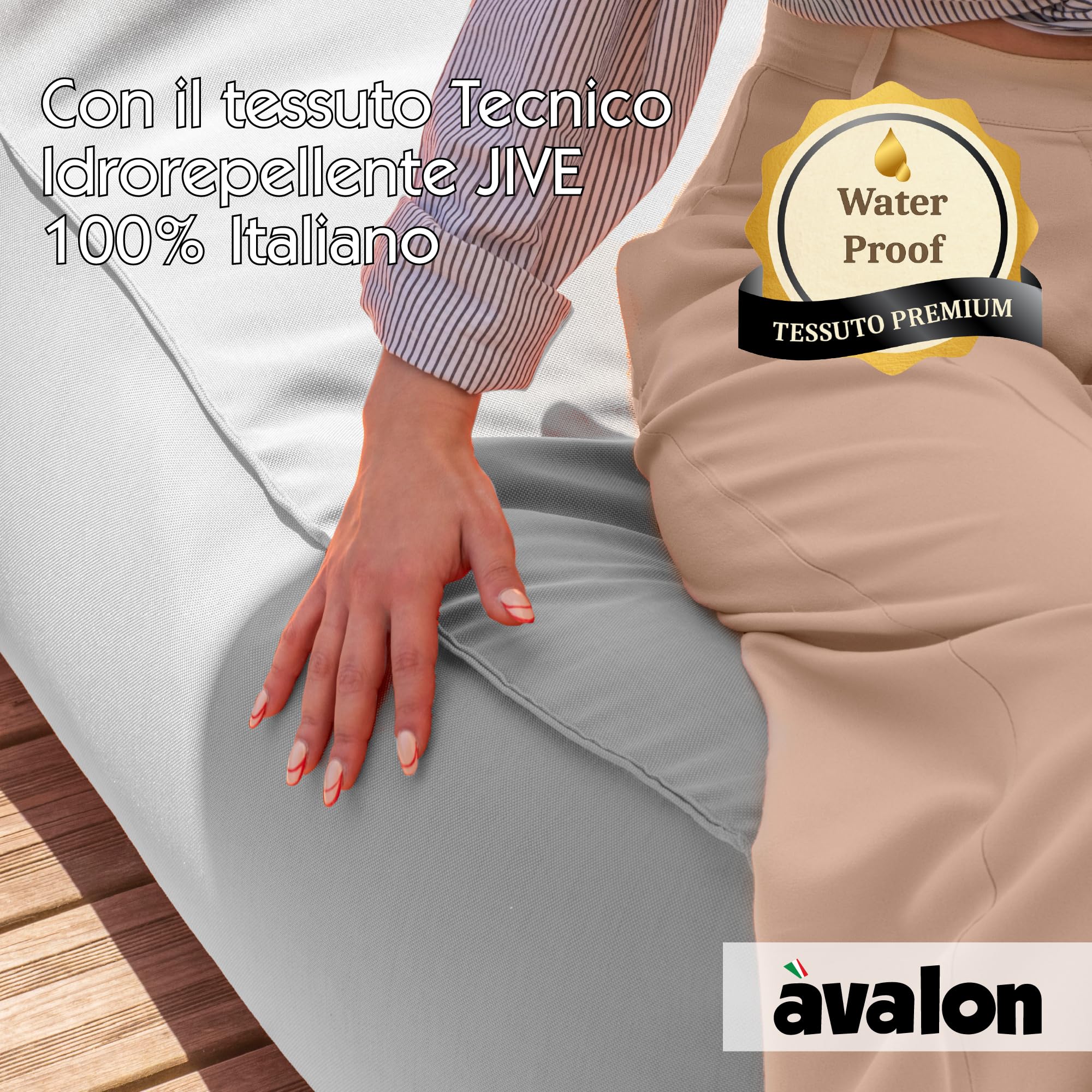 Avalon Pouf Chaise Longue da Esterno Sfoderabile Impermeabile 70x105cm Corda Design Moderno