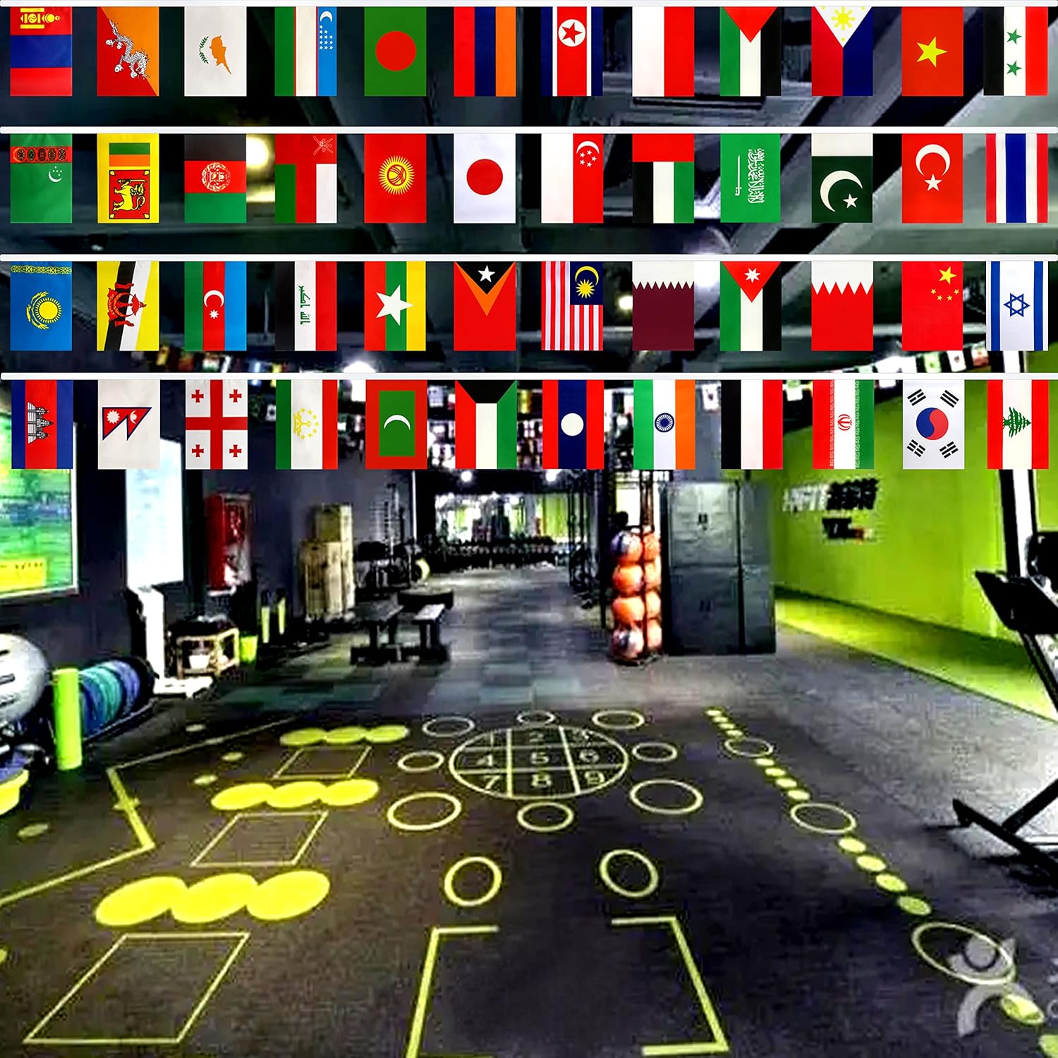 Asia Asian 48 Countries String Flags Banner Set,60 Feet 48 Flags