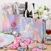 Vista 3 de Norme Juego de 24 piezas de regalo de despedida de soltera, 12 bolsas de despedida de soltera occidental, 12 coleteros para el pelo, con estampado