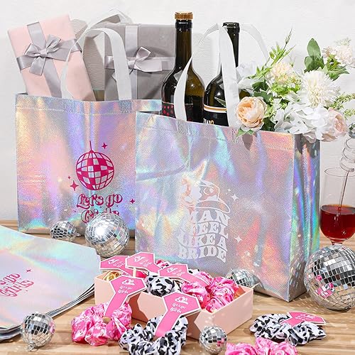 Miniatura 3 de Norme Juego de 24 piezas de regalo de despedida de soltera para niñas, 12 bolsas de despedida de soltera de disco occidental, 12 piezas de coleteros