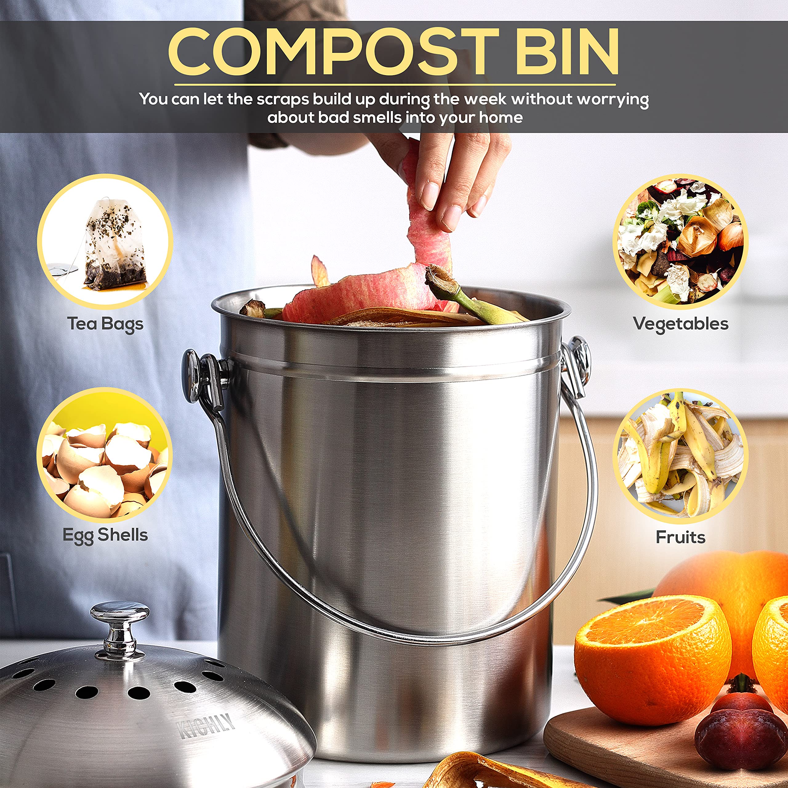 Buy Utopia Kitchen Compost Bin for Kitchen Countertop 1.3 Gallon