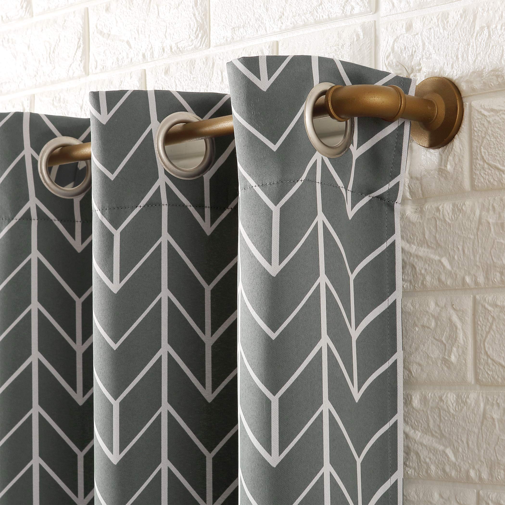 Sun Zero Kenwood Chevron Blackout Grommet Curtain Panel, 40" x 95", Gray, Grey, W 40" x L 95" (1 Panels) - Image 2