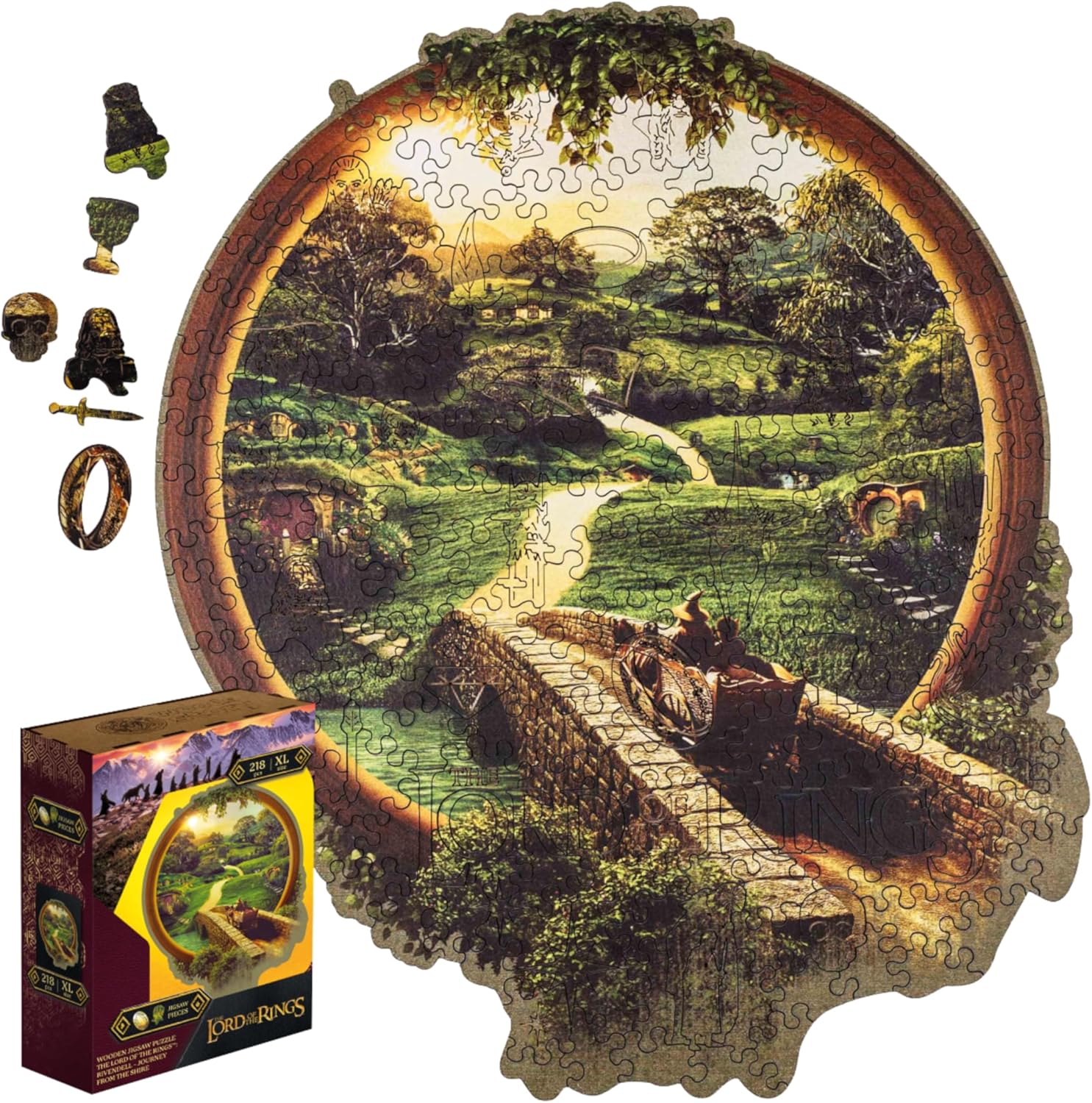 The Lord of The Rings Wooden Jigsaw Puzzle - Premium Figurine-Cut Collectible Lord of The Rings Gifts for Adults - Officially Licensed LOTR Puzzle (Rivendell – Journey from The Shire)