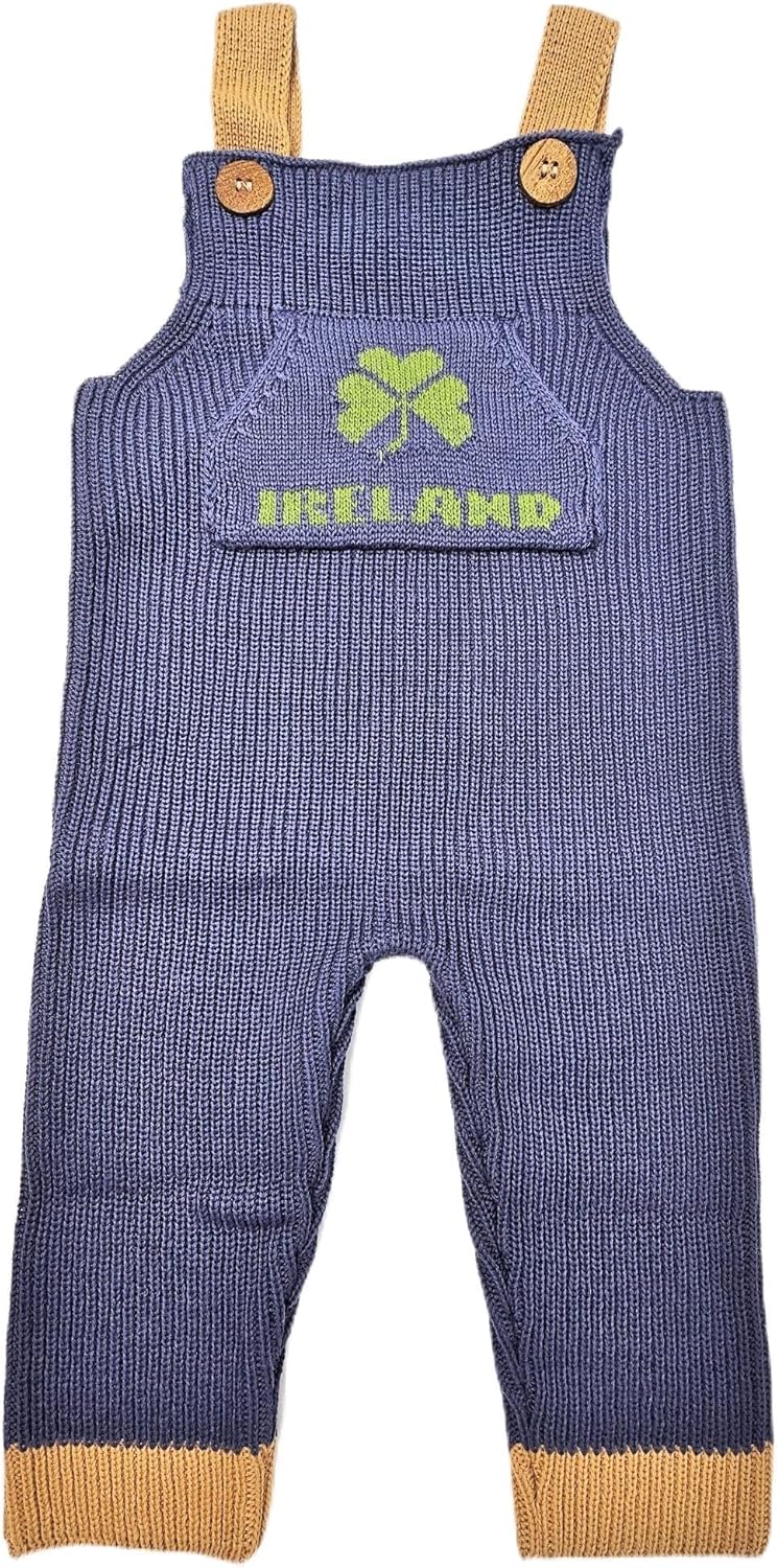 SAOL Baby Knitted Overalls - Wool Blend Romper with Button Straps, Toddler & Infant outfit, Irish Design