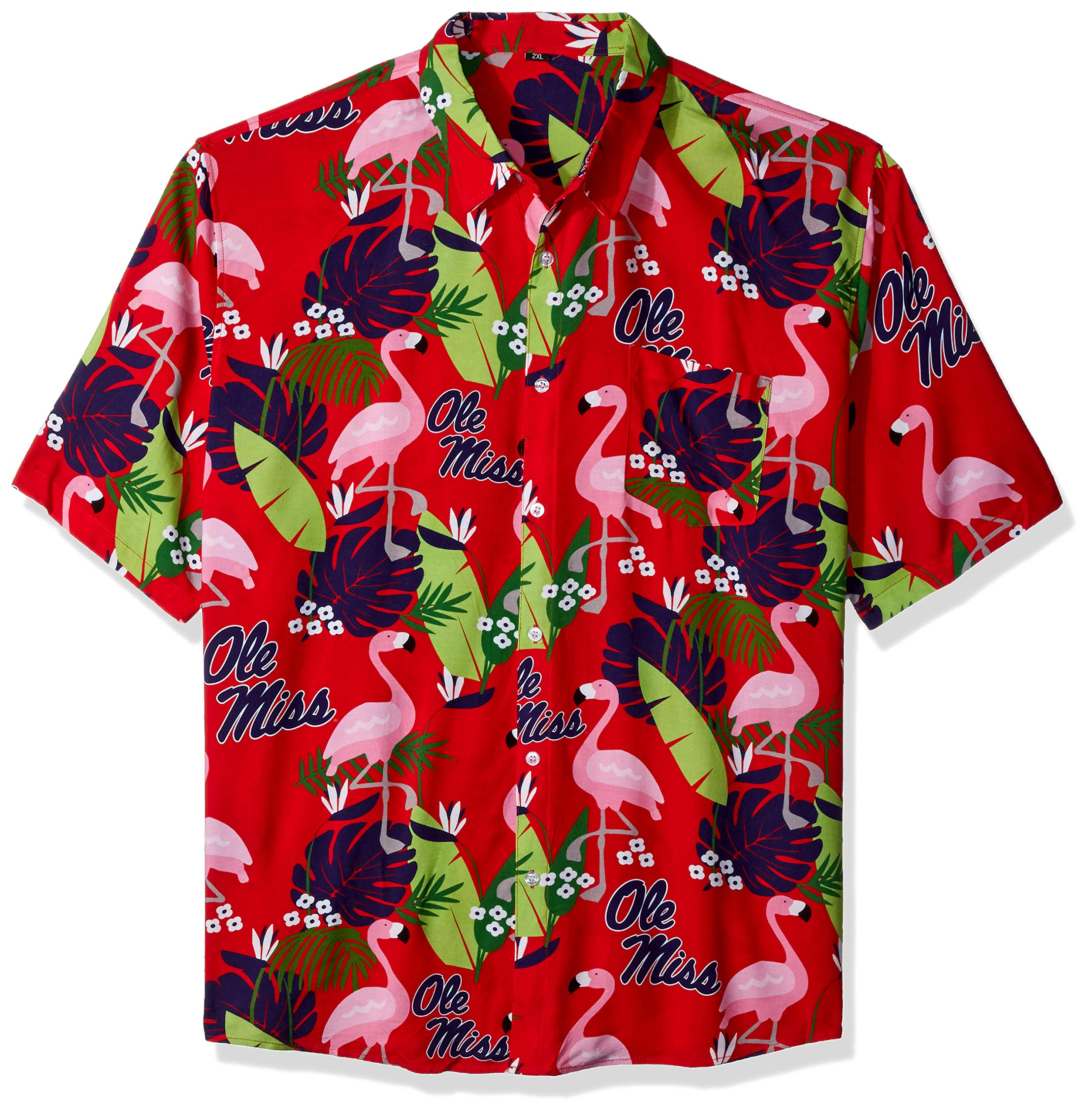FOCO NCAA Mens NCAA College Team Logo Floral Tropical Button Up Shirt
