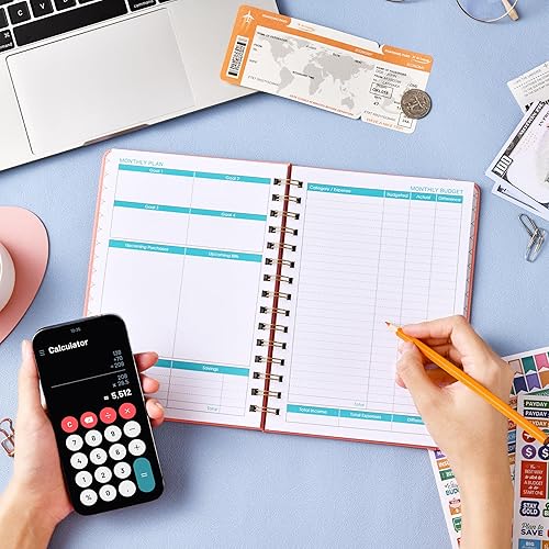 Miniatura 7 de Agenda de presupuesto  Libro de presupuesto con organizador de facturas y rastreador de gastos, 6.1 x 8.25 pulgadas, planificador de finanzas sin