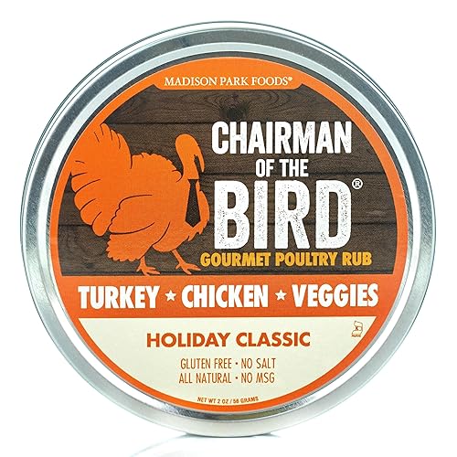 Chairman of the Bird Gourmet - Condimento para frotar pavo, especias cítricas y hierbas, naranja, arándano, romero, salvia, asado, parrilla, humo,