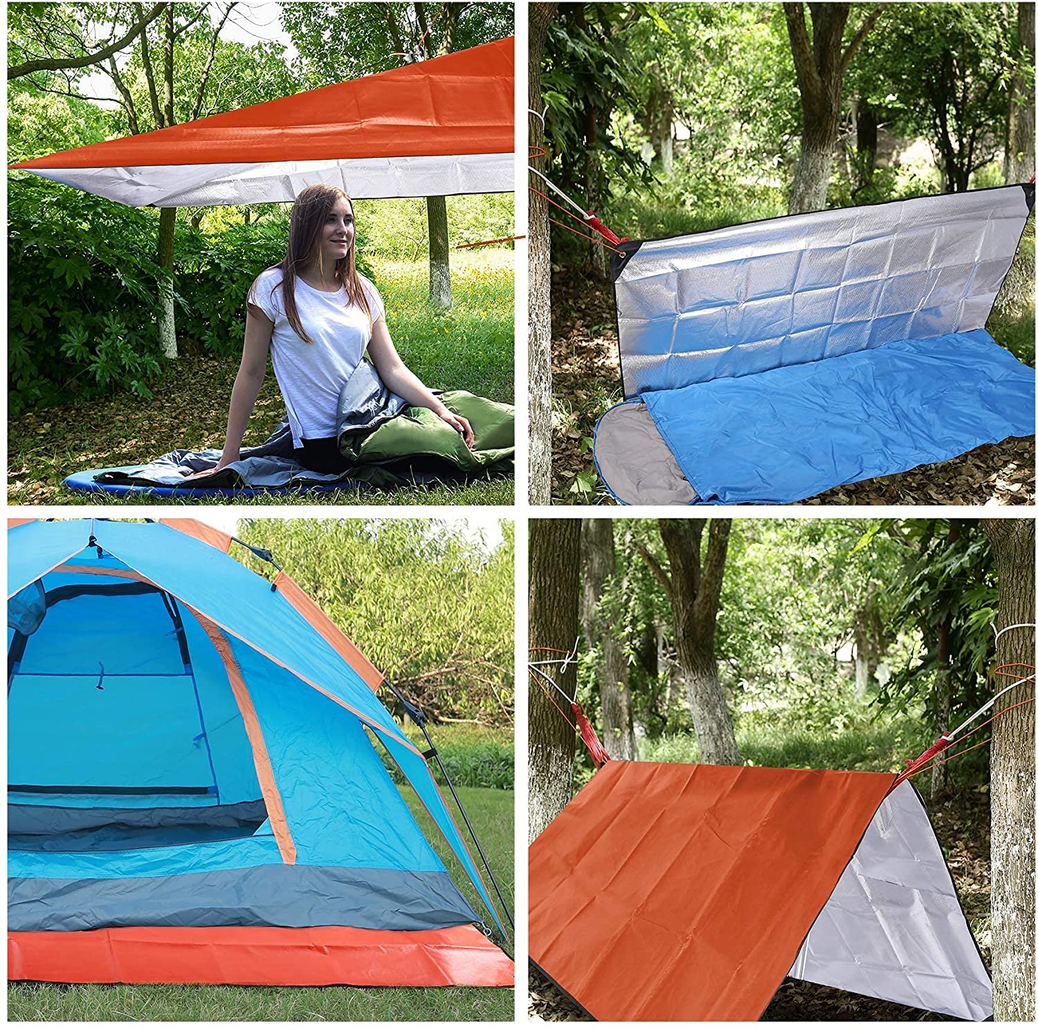 Couverture De Survie REDCAMP XL 150x210cm - Imperméable Thermique Réfléchissante Orange - Bâche Urgence Camping Randonnée