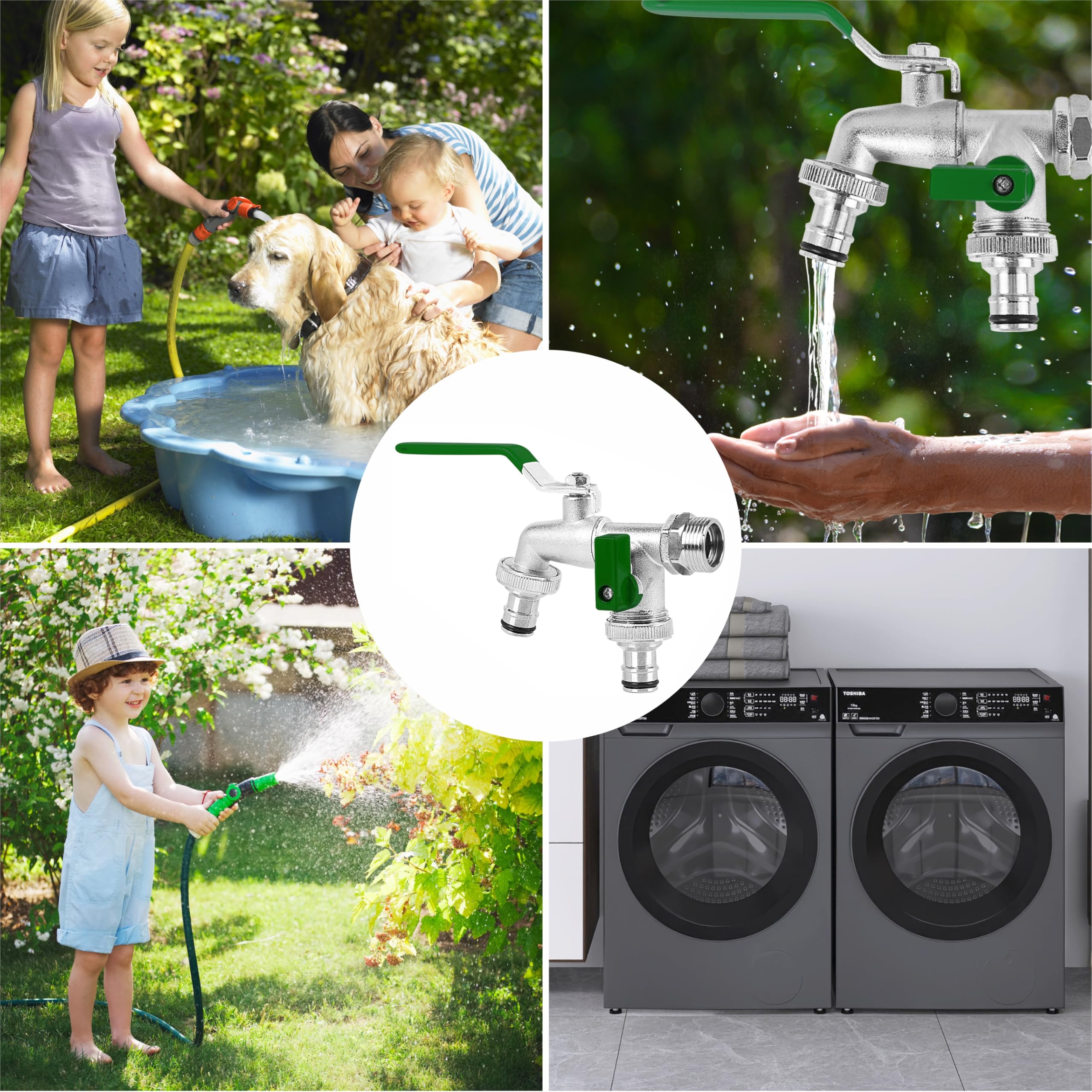 Robinet de jardin extérieur à double sortie universel 3/4 et 1/2 pouce, laiton, résistant au gel