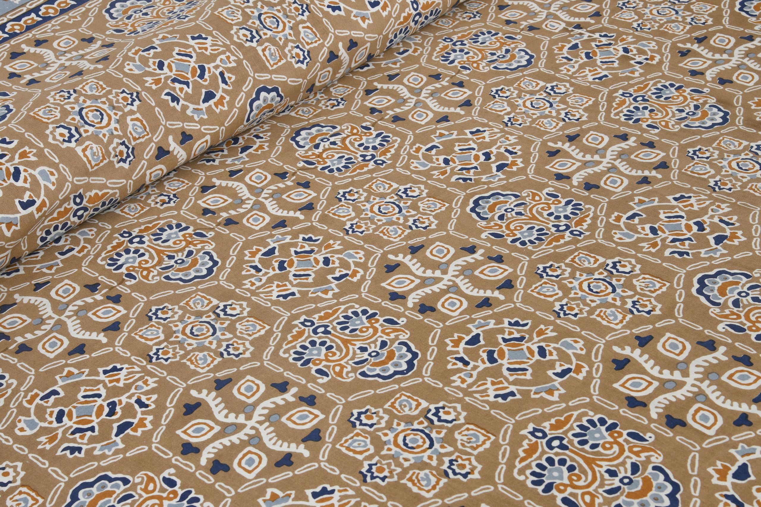 Jaipuri Block Print King Size Cotton Bedsheet Set -4