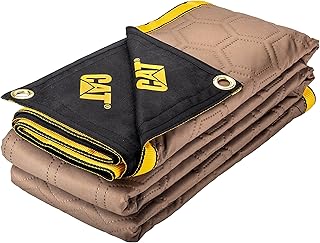 Utility Blanket, Water-Resistant Outdoor Tarp Material Padded Blanket, Rivets for Tie Downs, Park Picnic, Moving, Protect Furniture - Brown Black 980788N