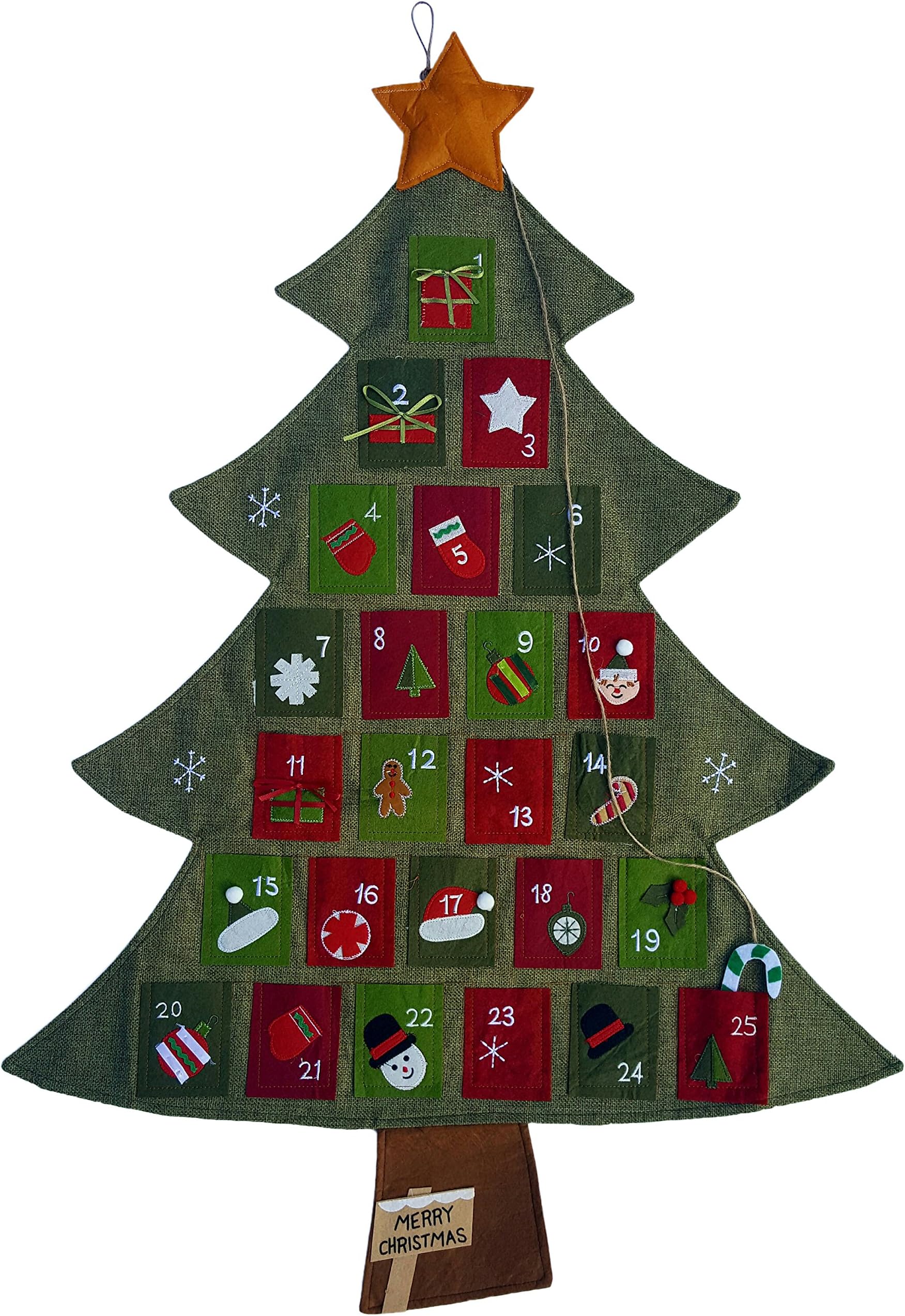 Hanging Fabric Christmas Advent Calendar Countdown to Christmas Tree