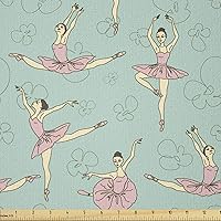 Vista 13 de Ambesonne - Tela de helado por The Yard, deliciosos alimentos fríos de verano en conos estilo Kawaii patrón ilustrado, tela decorativa