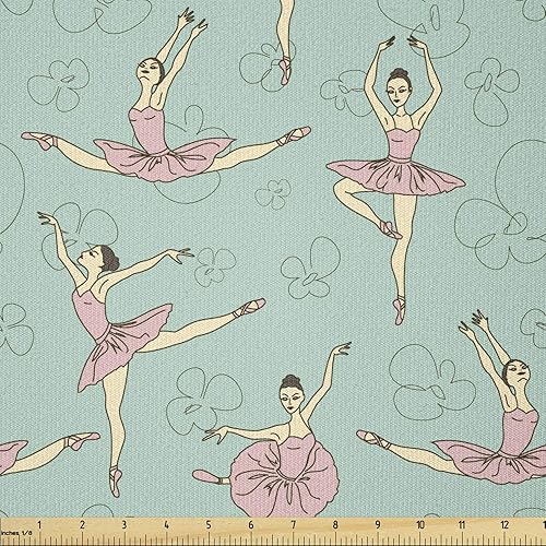 Miniatura 13 de Ambesonne - Tela de helado por The Yard, deliciosos alimentos fríos de verano en conos estilo Kawaii patrón ilustrado, tela decorativa