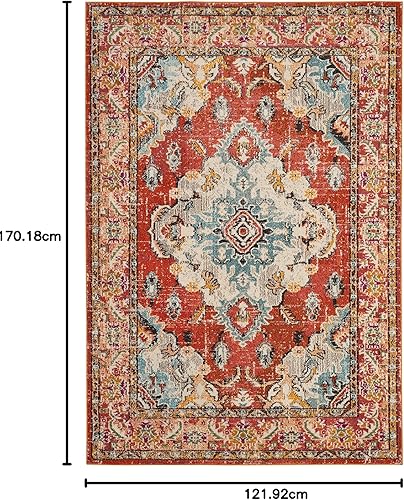 Miniatura 257 de Safavieh Tapete de área grande, colección Monaco, 11 pies x 15 pies, azul marino y celeste, diseño desgastado de medallón, no desprende pelusa