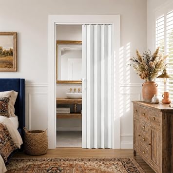 SMARTSTANDARD 36" x 80" Foldable Accordion Doors for Closet, PVC, White