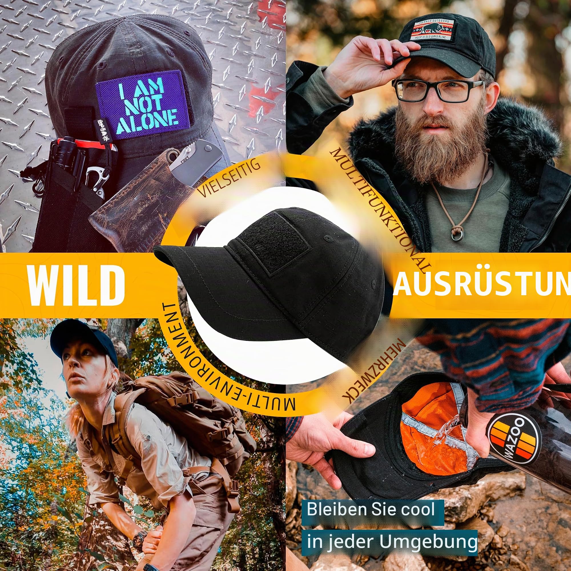 Wazoo Cache Cap | Travel, Tactical & Everyday Carry Cap | 6 Hidden Pockets for Emergency Cash, Documents, Keys and Tools