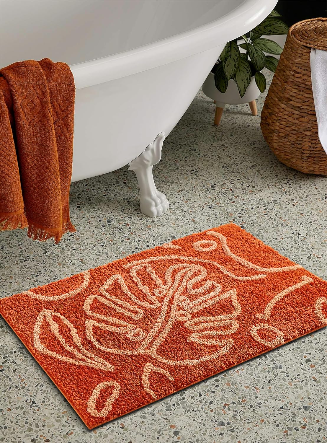 Amazon.com: Estmy Boho Terracotta Bath Mat Cute for Bathroom Rust ...