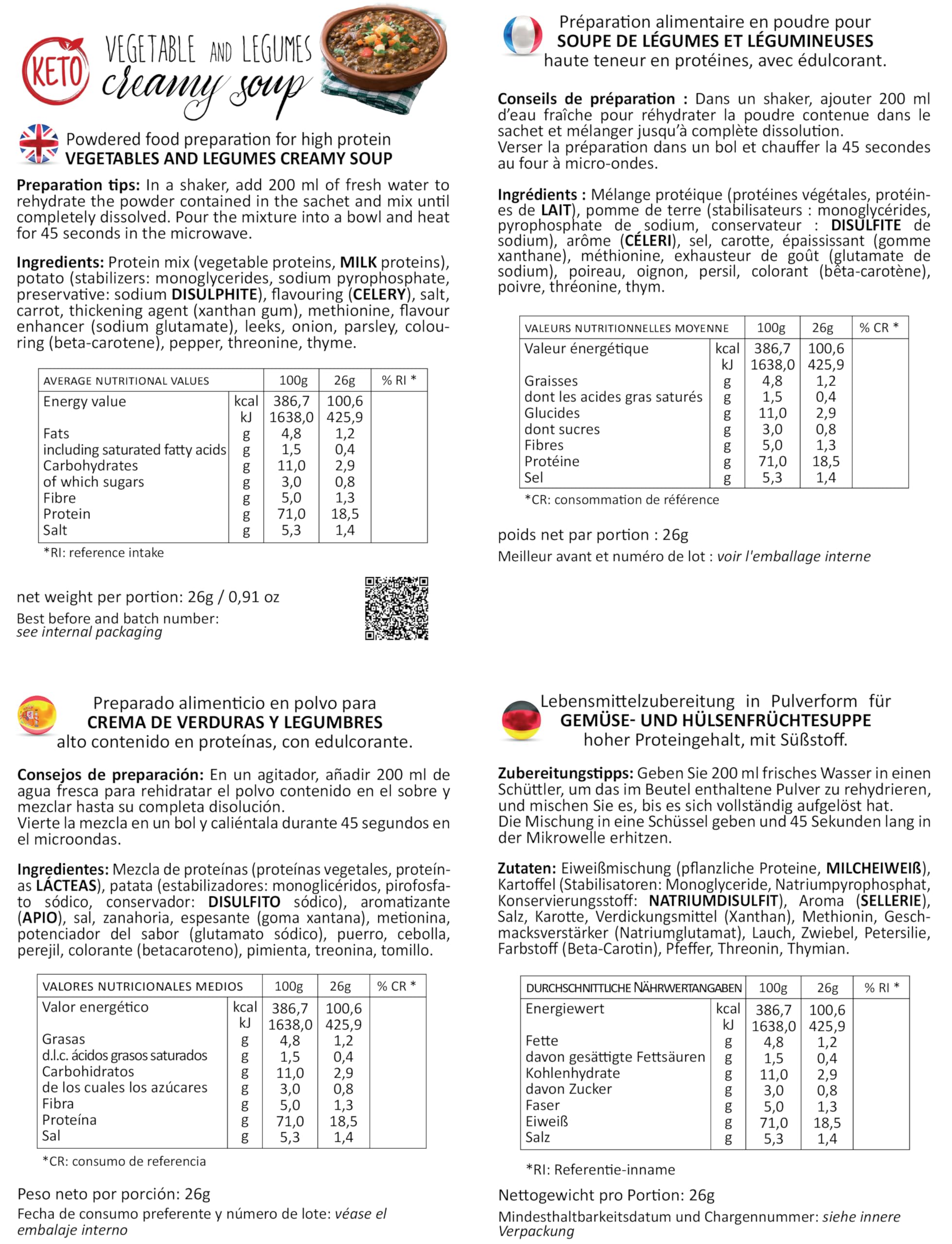 Alimentos proteicos Line@diet en una caja completa para 7 días: opción MISTO B = 28 preparados proteicos (bolsas de proteínas) sin carbohidratos ni azúcar.