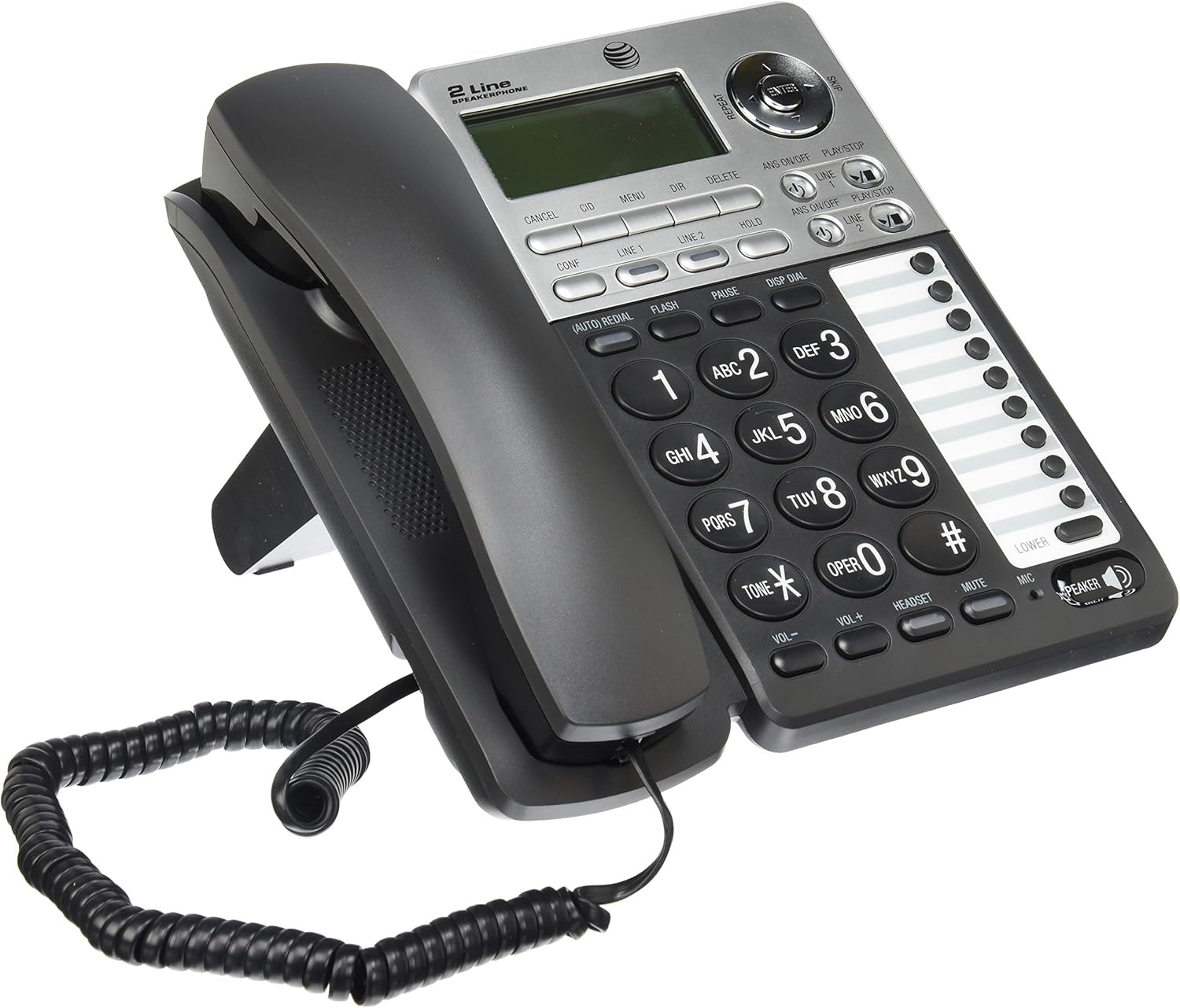 AT&T ML17939 2-Line Corded Telephone with Digital Answering System and Caller ID/Call Waiting, Black/Silver