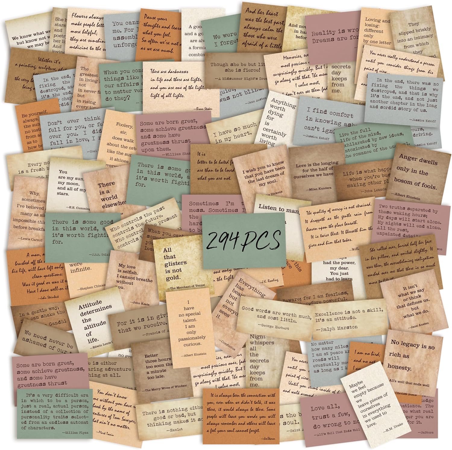 290+ PCS Motivational Quotes Stickers, Retro Typewriter Style Famous Word Stickers Inspirational Vintage Journal Labels for Scrapbooks, Bottles, Computer, Planner, Diary, Laptop