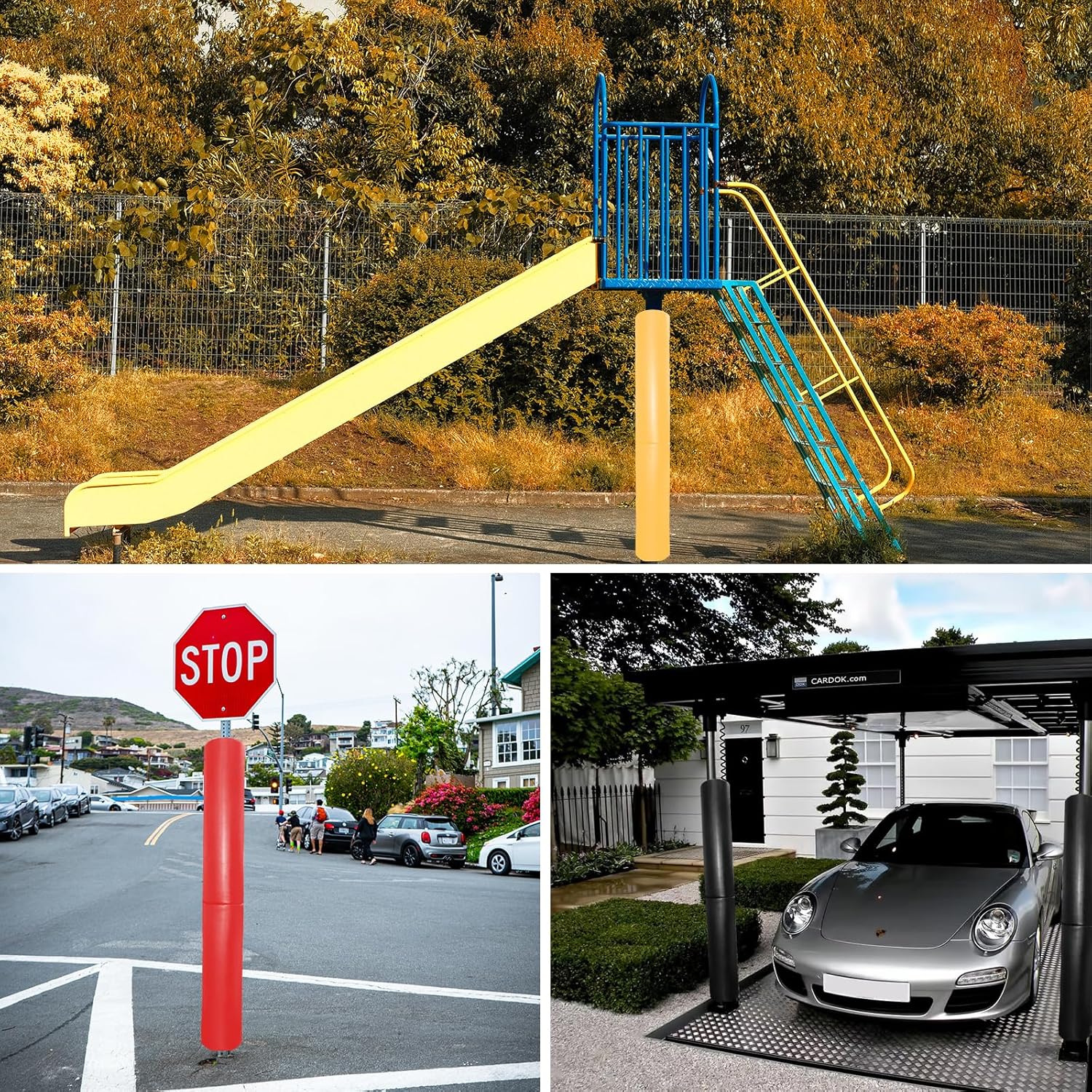 60/72 Inch Tall Round Pole Padding - Heavy Duty 2” Thick Foam Wrap Around Round and Square Post Pad for 3-4” Diameter Basketball Pole, Swing Pole, Electric Pole & More,Easy Install with Unique Design