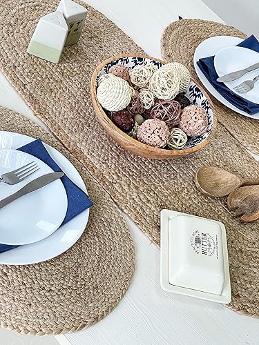 Miniatura 4 de Chardin home Camino de mesa ovalado trenzado de yute  Camino de mesa bohemio  Pieza central artesanal para mesa, cofres, encimeras y más  yute