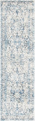 Miniatura 9 de Safavieh - Alfombra envejecida, color crema y azul marino, estilo medallón, colección Madison