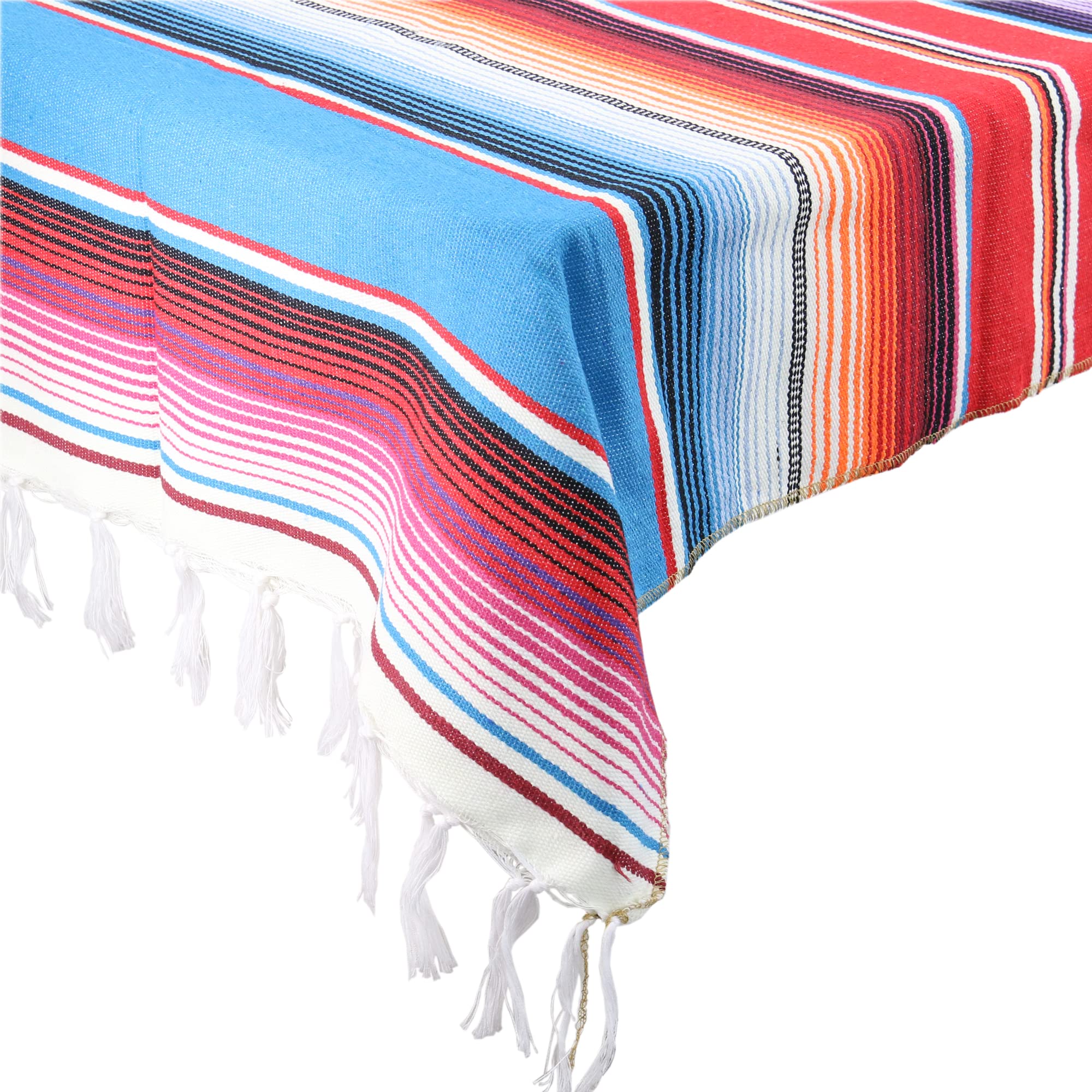 Time To Sparkle Sky Blue 58 X 84 Inch Mexican Tablecloth Serape Blanket (Sky Blue)