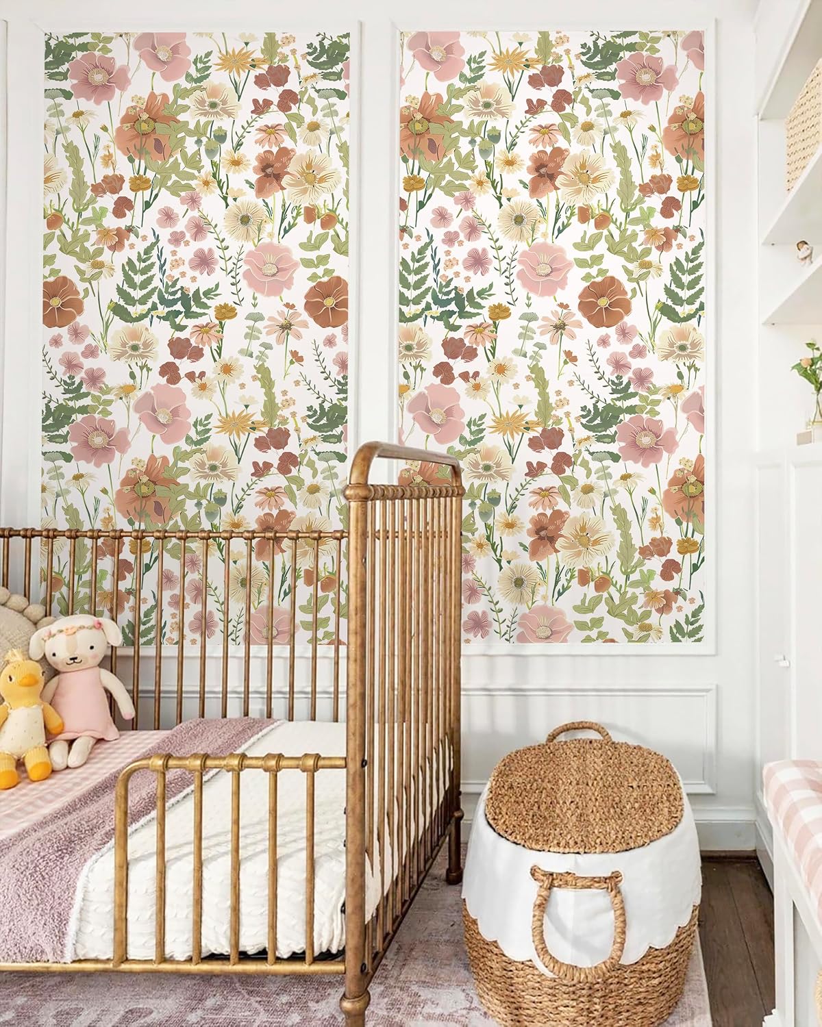 EchoSphere 16.9 in x118 in Peel and Stick Wallpaper Floral Self Adhesive Wallpaper Boho Floral and Leaf Contact Paper DIY Removable Wall Paper for Bedroom Livingroom Cabinets Decor Vinyl Roll