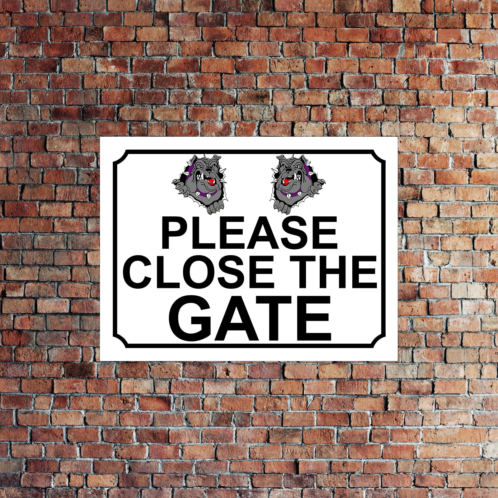 PLEASE CLOSE THE GATE BULLDOG THEME METAL SIGN 267MM X 200MM (135H1L) LARGE 10" X 8" - Image 4