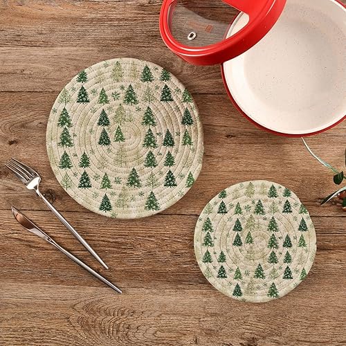 Miniatura 248 de Trivets for Hot Dishes Pots and Pans 2 PC Pot Holders Heat Resistant Cotton Round Potholders for Kitchen Countertop Decorative Autumn Maple Leaves