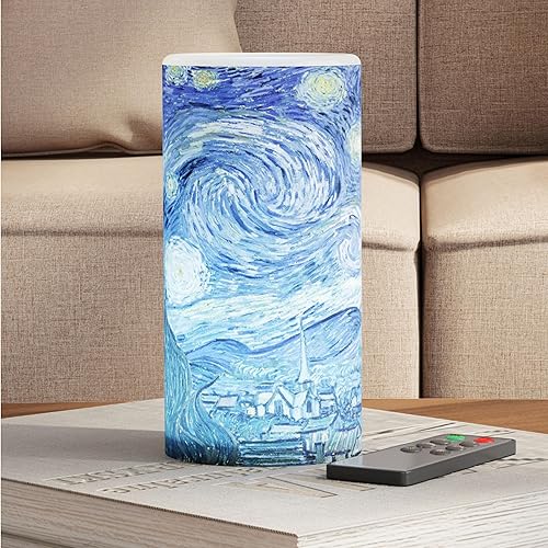 Miniatura 10 de Lavish Home Van Gogh - Juego de arte para pared, lienzo iluminado con luz de noche estrellada, luces de fibra óptica y vela LED sin llama,