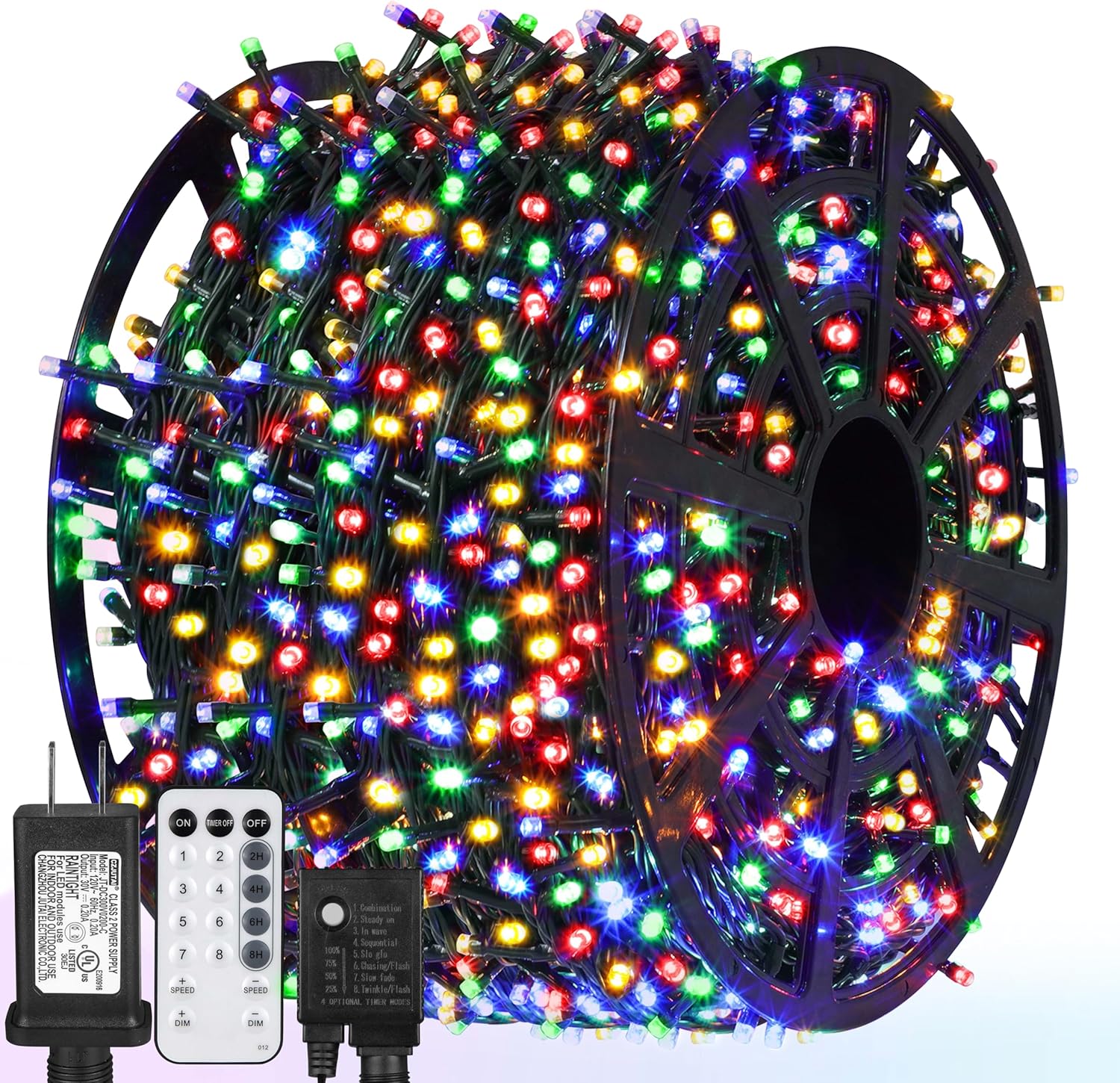 328 FT 1000 LED Christmas Lights, Waterproof Christmas Lights Outdoor with 8 Modes&Timer, Plug in Fairy Light for Xmas Garden Patio Tree Party Holiday Decoration（ Multicolor）