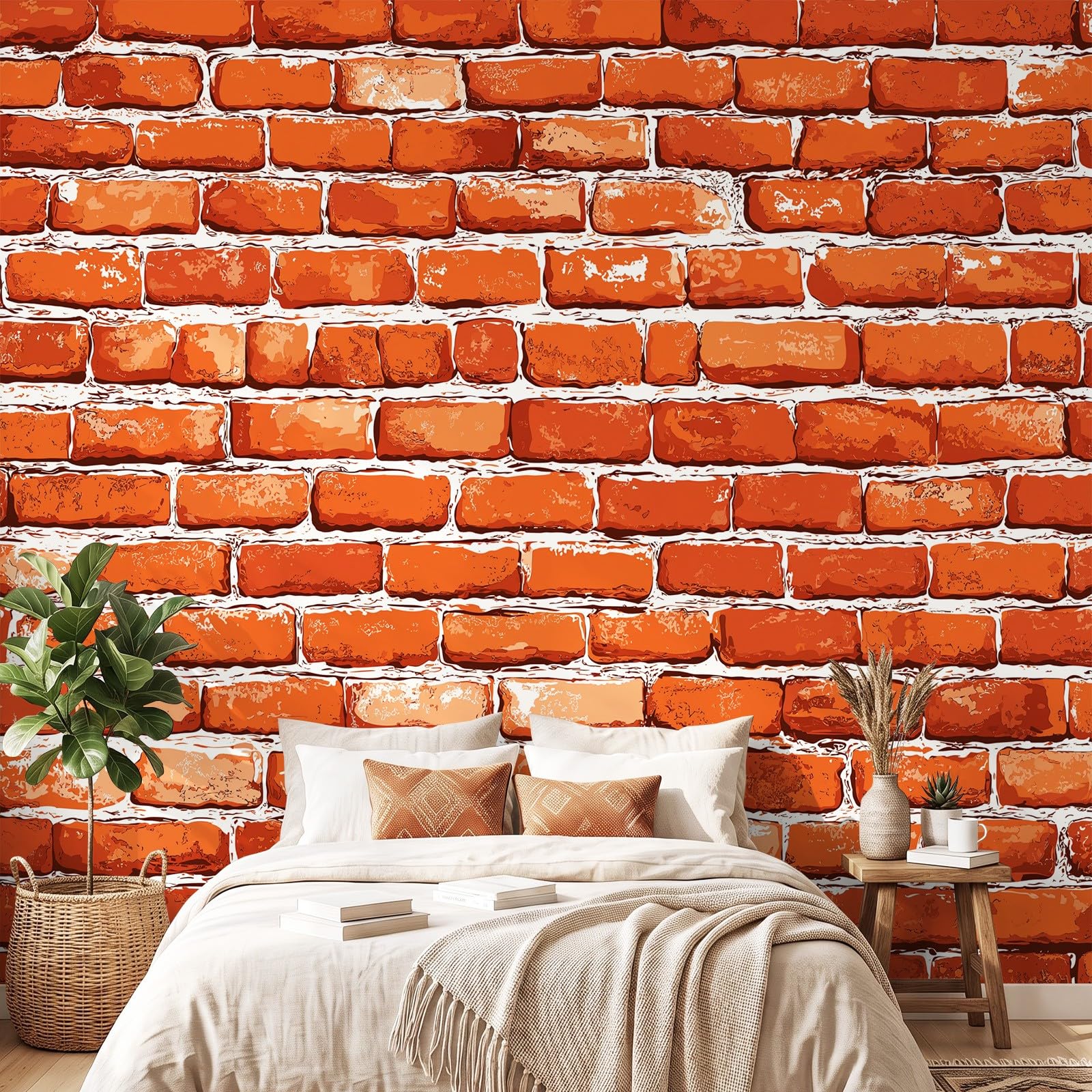 Papel pintado de ladrillo rojo textura patrón continuo, papel pintado panorámico industrial vintage para sala de estar, dormitorio, oficina, pasillo Tv fondo, tapiz decorativo 350 x 256 cm (L x H